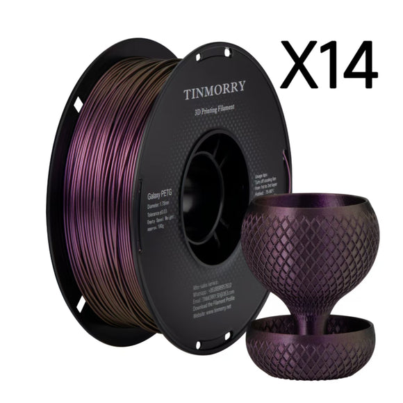 14 Rolls Galaxy PETG Filament 1.75mm, TINMORRY Galaxy PETG 3D Printing Filament  for FDM 3D Printers, 14 KG, Fuchsia