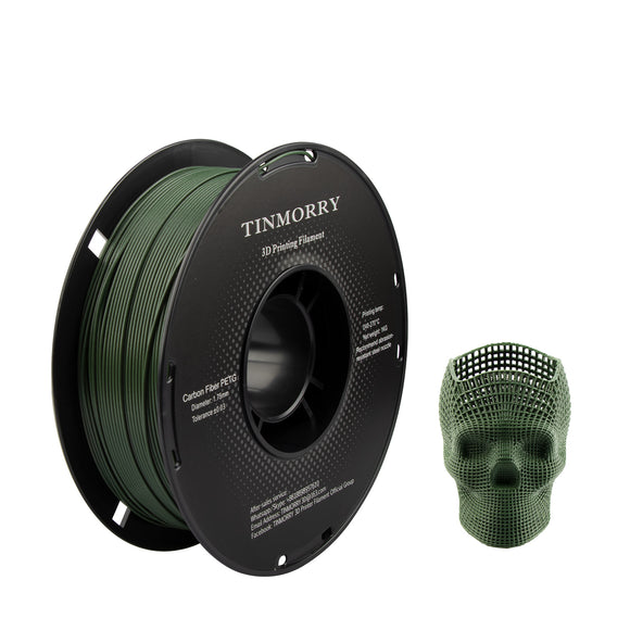 Carbon Fiber PETG Filament 1.75mm, TINMORRY PETG-CF 3D Printing Filament, Compatible with Bambu Lab FDM 3D Printer, Olive Green