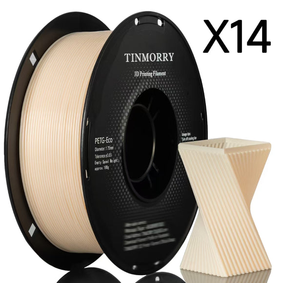 14 Rolls PETG Filament 1.75mm, TINMORRY PETG-ECO 3D Printing Filament  for FDM 3D Printers, 14 KG, Skin