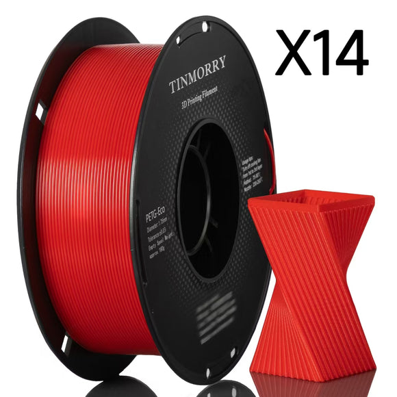 14 Rolls PETG Filament 1.75mm, TINMORRY PETG-ECO 3D Printing Filament  for FDM 3D Printers, 14 KG, Dark Red