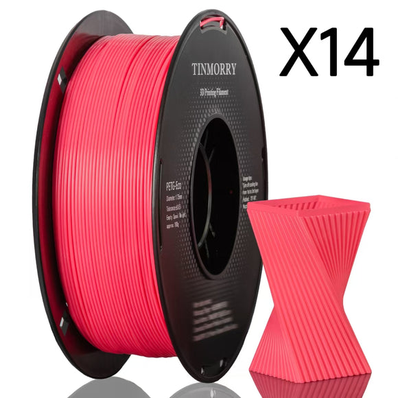 14 Rolls PETG Filament 1.75mm, TINMORRY PETG-ECO 3D Printing Filament  for FDM 3D Printers, 14 KG, Fluorescent Rose Red