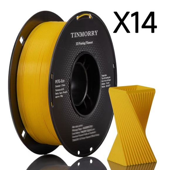 14 Rolls PETG Filament 1.75mm, TINMORRY PETG-ECO 3D Printing Filament  for FDM 3D Printers, 14 KG, Carter Yellow