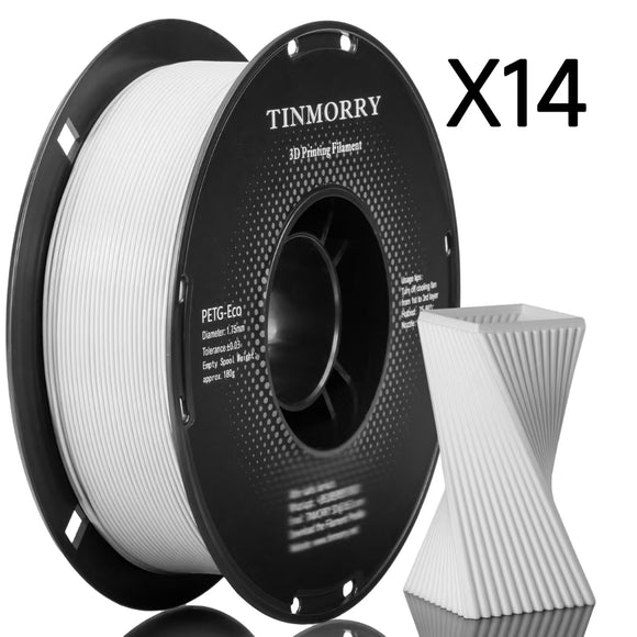 14 Rolls PETG Filament 1.75mm, TINMORRY PETG-ECO 3D Printing Filament  for FDM 3D Printers, 14 KG, Ivory White