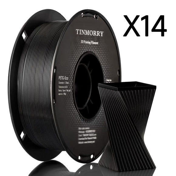 14 Rolls PETG Filament 1.75mm, TINMORRY PETG-ECO 3D Printing Filament  for FDM 3D Printers, 14 KG, Black