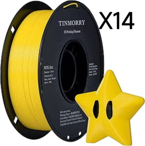 14 Rolls PETG Filament 1.75mm, TINMORRY PETG-ECO 3D Printing Filament  for FDM 3D Printers, 14 KG, Bright Yellow