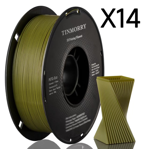 14 Rolls PETG Filament 1.75mm, TINMORRY PETG-ECO 3D Printing Filament  for FDM 3D Printers, 14 KG, Olive Green