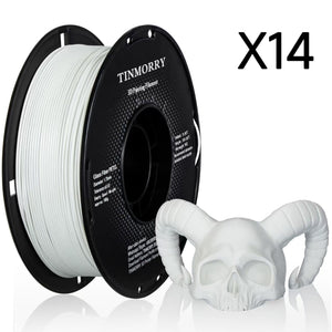 14 Rolls Glass Fiber PETG Filament 1.75mm, TINMORRY PETG-GF 3D Printing Filament  for FDM 3D Printers, 14 KG, White