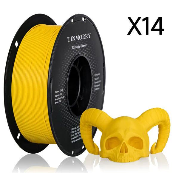 14 Rolls Glass Fiber PETG Filament 1.75mm, TINMORRY PETG-GF 3D Printing Filament  for FDM 3D Printers, 14 KG, Carter Yellow