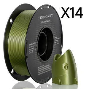 14 Rolls Metallic PETG Filament 1.75mm, TINMORRY Metallic PETG 3D Printing Filament  for FDM 3D Printers, 14 KG, Green