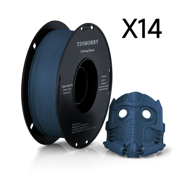 14 Rolls Carbon Fiber PLA Filament 1.75mm, TINMORRY PLA-CF 3D Printing Filament  for FDM 3D Printers, 14 KG, Carbon Blue