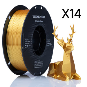 14 Rolls Silk PLA Filament 1.75mm, TINMORRY Silk PLA 3D Printing Filament  for FDM 3D Printers, 14 KG, Gold