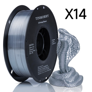 14 Rolls Silk PLA Filament 1.75mm, TINMORRY Silk PLA 3D Printing Filament  for FDM 3D Printers, 14 KG, Silver