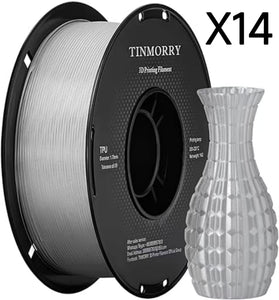 14 Rolls TPU Filament 1.75mm, TINMORRY 95A-TPU 3D Printing Filament  for FDM 3D Printers, 14 KG, Transparent