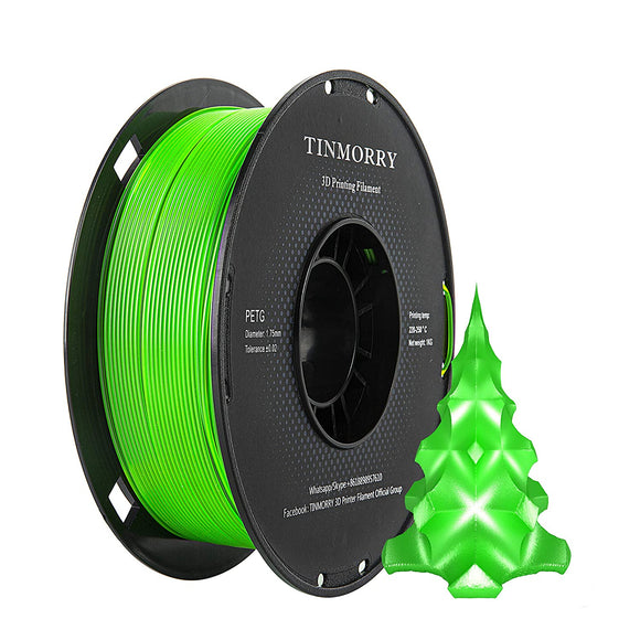 PETG Filament 1.75mm 1kg, TINMORRY 3D Printer Filament PETG Tangle-Free 3D Printing Materials, 1 Spool, Transparent green