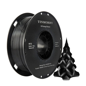 <transcy>PETG Filament 1,75 mm 1 kg, TINMORRY 3D-Drucker Filament PETG Verwicklungsfreie 3D-Druckmaterialien, 1 Spule, Schwarz</transcy>
