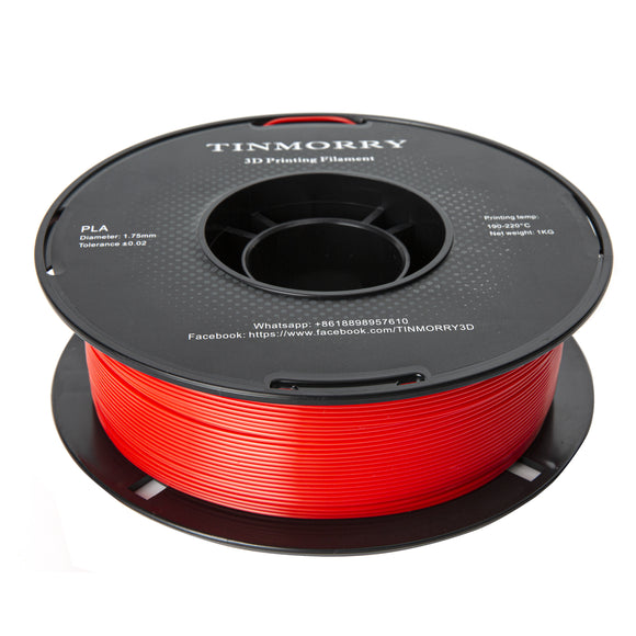 <transcy>PLA Filament 1,75mm 1kg, TINMORRY PLA 3D-Druckmaterialien für 3D-Drucker, 1 Spule, Rot</transcy>